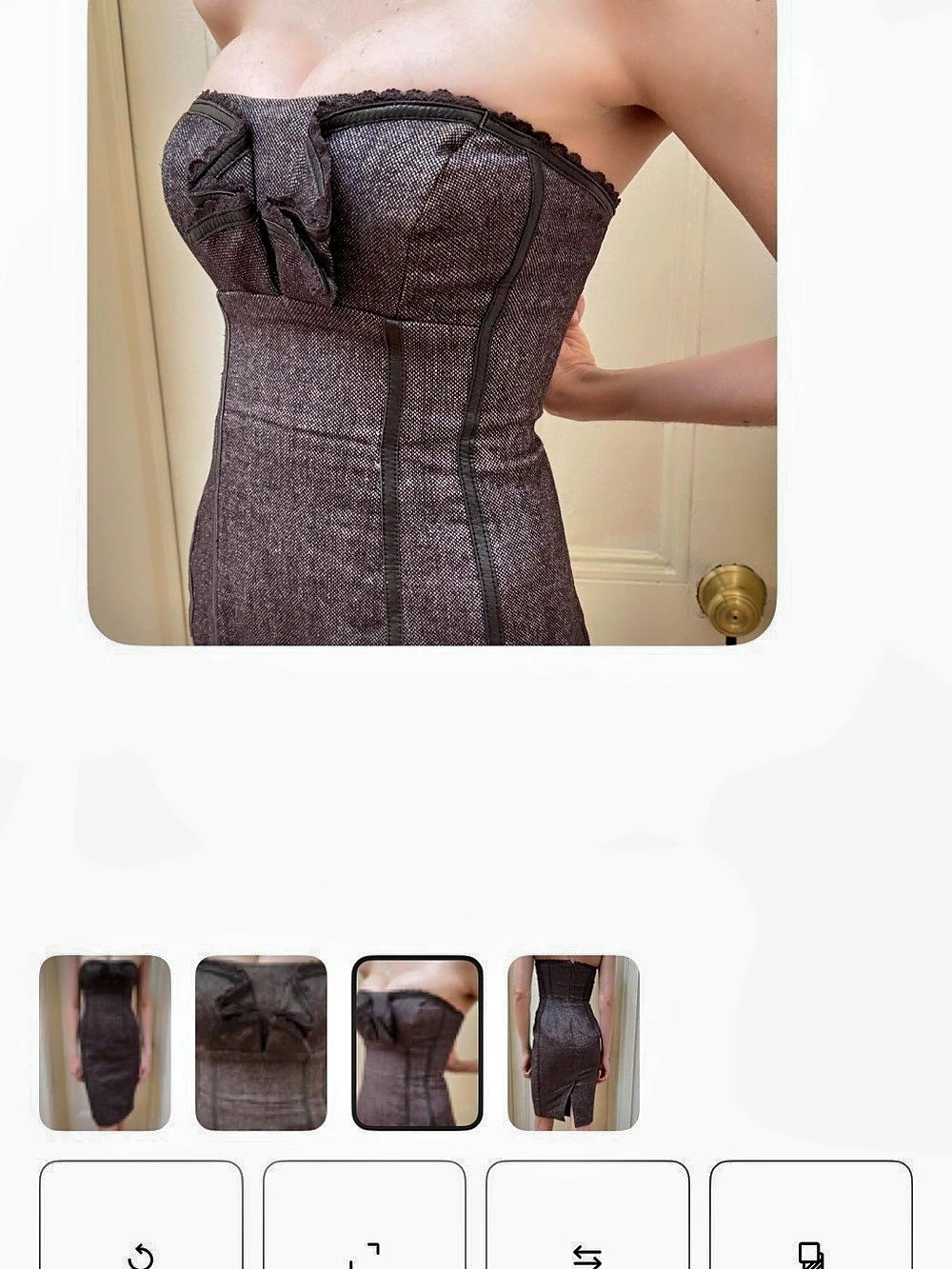 Strapless Corset Midi Dress in Brown Like New - Picture 3 of 4